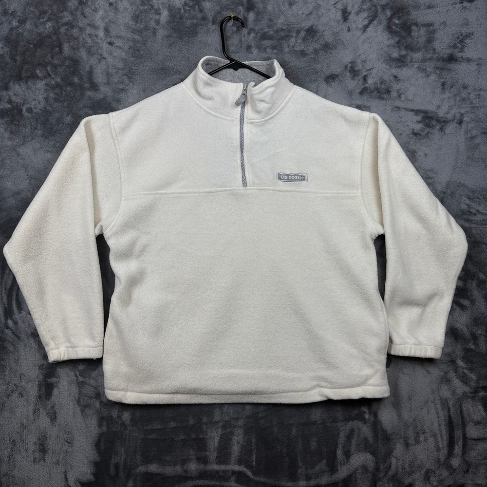 Big Dogs Quarter Zip Fleece Pullover Mens Large Cream Polar Dogs High Tech Gear